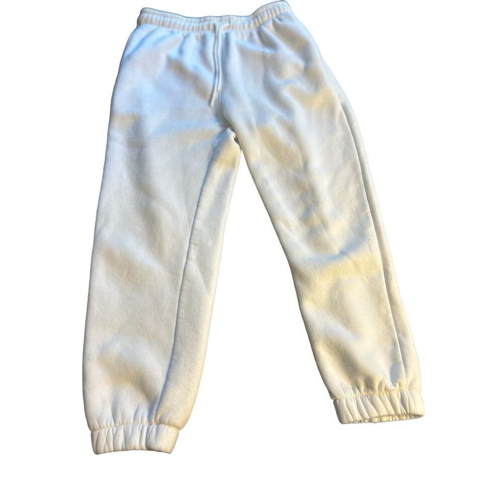 Mona B Sweatpants White‎ Size M Elastic Waist Cuffed Ankles